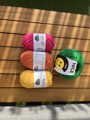 SSAL 2024 - NICE yarns + Edelweiss - SSAL2024-NICEYarns: 2x RITZY ROSE + žlutá, jarní, azurová
